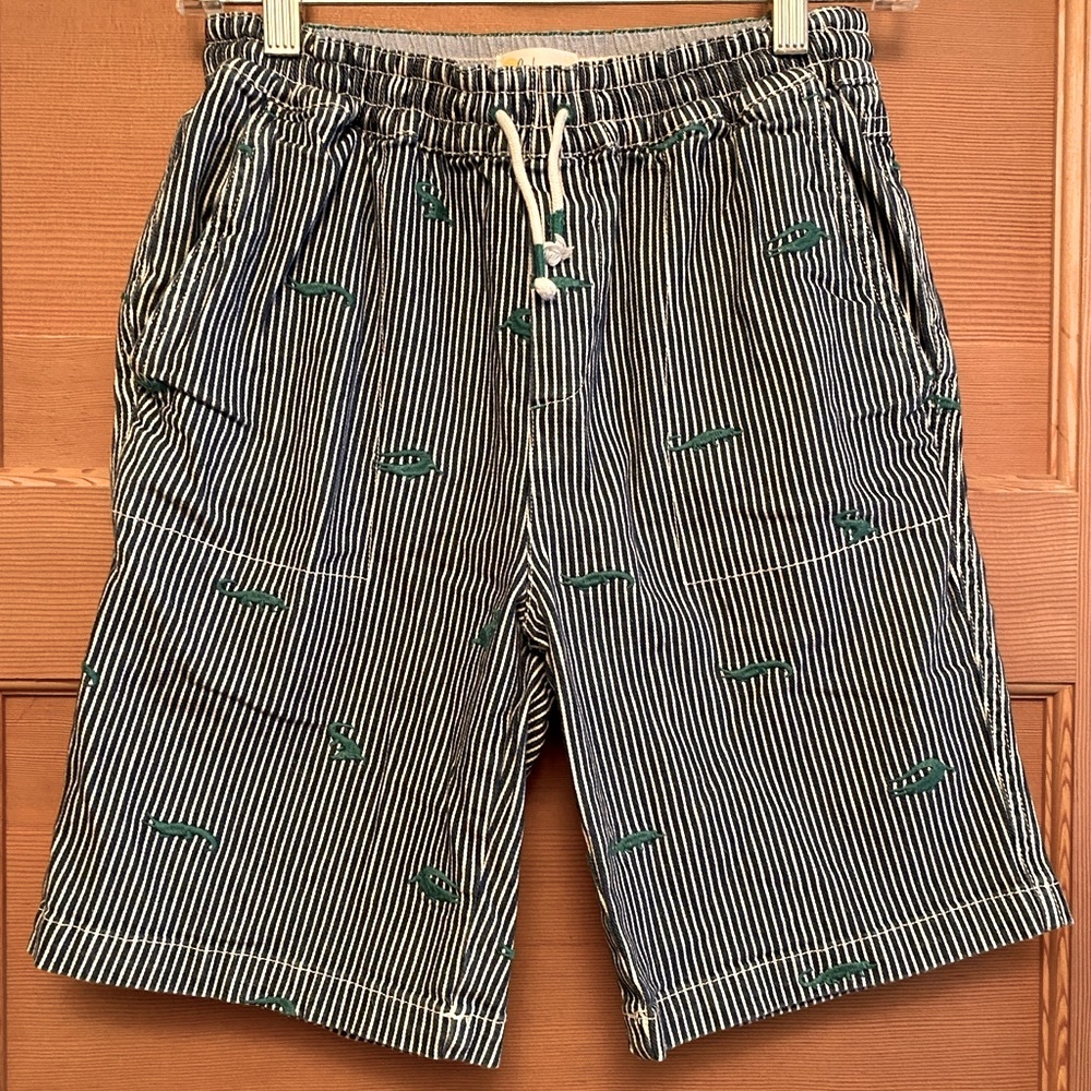 Mini Boden railroad stripe cotton embroidered kids shorts size 13, never worn!